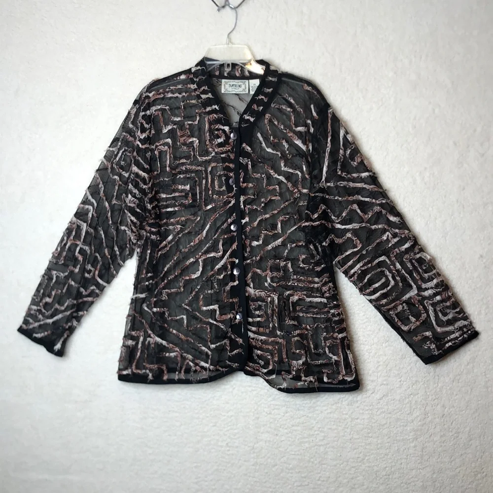 Vintage Retro Tantrums Semi Sheer Cotton Nylon Shirt Top 2X PLUS SIZE - Picture 1 of 8